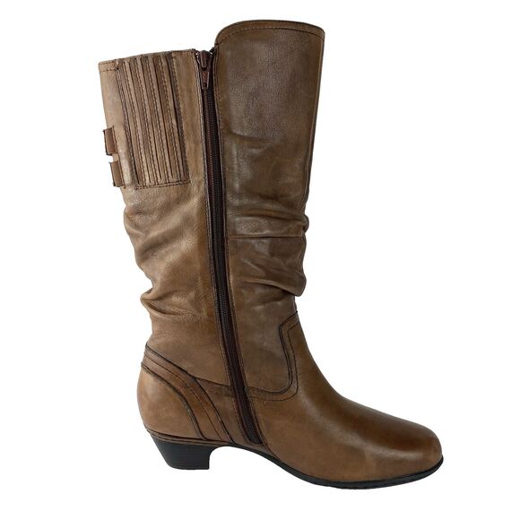 Cobb Hill Womens 10M Brown Leather Riding Boots Western Side Zip - Picture 4 of 16